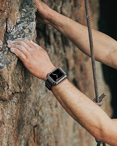 Калъф за ремъците Lkurui, съвместим с Apple Watch серия 8/7/6/5/4 / SE, Здрав Защитен калъф с метален циферблат и джапанки от TPU