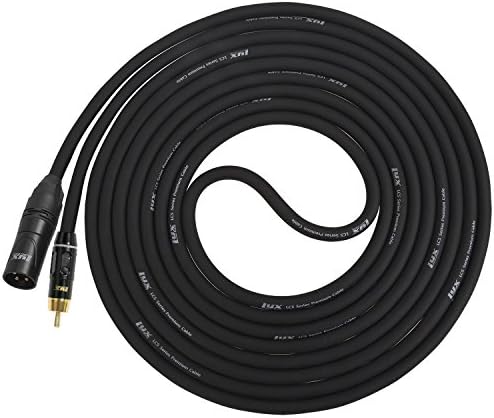 Кабел LyxPro XLR Male-Single RCA Male 10 Метра черен цвят. преобразува Балансирани аудиосигналы в Небалансиран сигнал