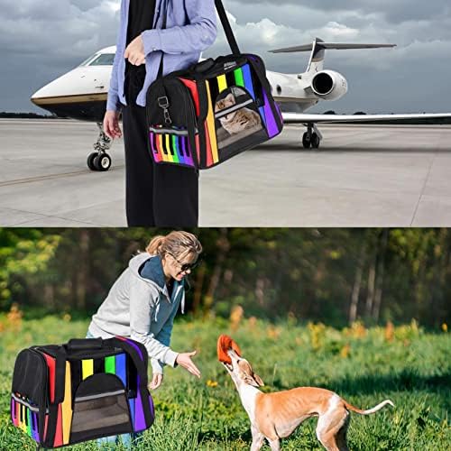 Переноска за домашни любимци Rainbow Пиано, Мека Пренасяне за пътуване за котки, Кучета, Комфорт за Кученца, Преносима Сгъваема чанта за домашни любимци, Одобрен Авиок?