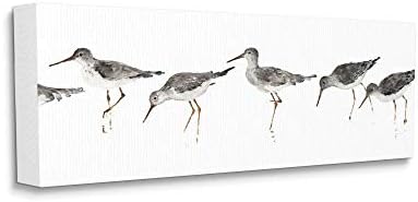 Снимка на Stupell Industries Морски птици-Sandpipers, Минималистичная Сиво-бялата живопис, Дизайн Ейвъри Tillmon Wall Art, 13 x