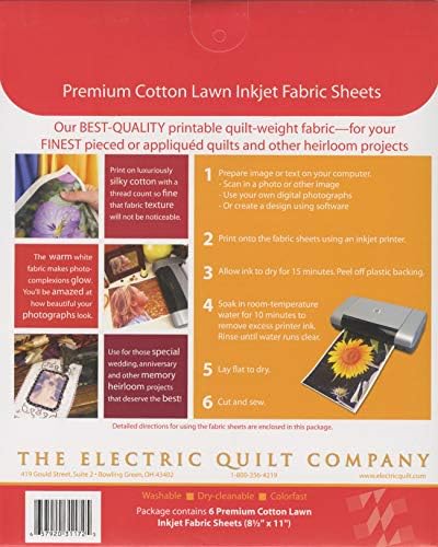 Електрически одеяла за печат на мастилено-струйни принтери, тъкани кърпи - Cotton Lawn 6 бр.