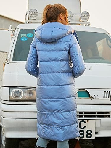 Дамско палто EDWOL, яке, Топло, Удобно, с заплатками, Пуховик с качулка, Модно, Приказно, Уникално Сладко (Цвят: синьо размер: Голям)