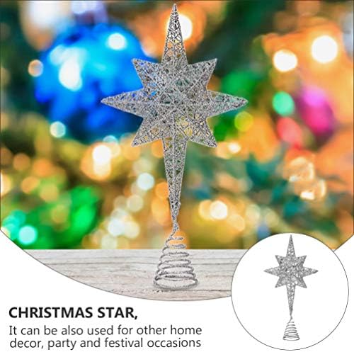 SOLUSTRE Коледно Дърво Topper Коледна Звезда за Украса За Дърво Звездата на витлеем Върхът на Дървото Коледа Нова Година Украса За Помещения Сребро