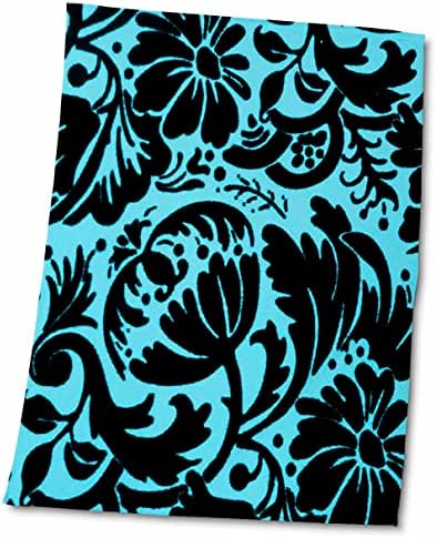 Кърпи 3dRose Florene с абстрактно цветен печат - Черно Цвете на бирюзовом фон - (twl-35204-1)