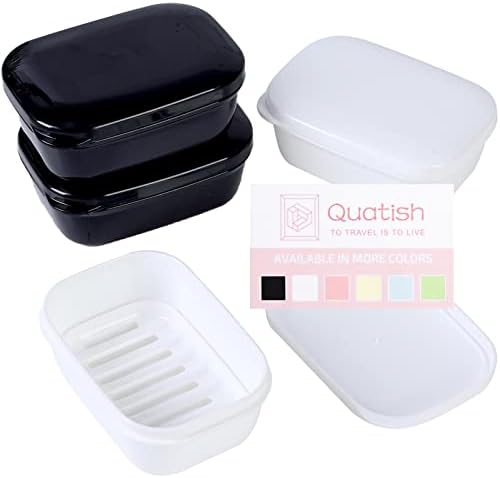 Държач за сапун Quatish, 4 опаковка, Контейнер за сапун за пътуване с капак, удобен за носене Калъф за сапун, Запечатани Кутия за