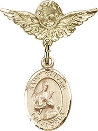 Детски икона Jewels Мания за талисман на Светия Gérard и пин Ангел с крила | Детски иконата със златен пълнеж с талисман Свети Gérard