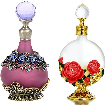 Флакони за парфюми от лилаво стъкло YUFENG 25 мл и Необичайни Кристални Флакони за парфюми в стил на Цветето Роза (Прозрачни, 30