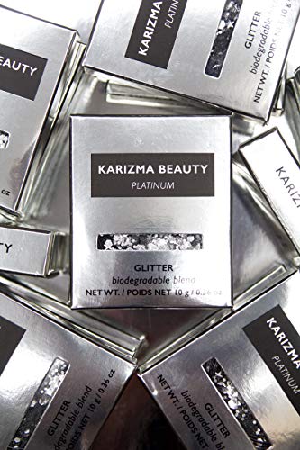Platinum биоразлагаемый буци блясък // Karizma Beauty Silver, Био-гланц, Еко-блясък, фестивал блясък за лице, набит 10 г