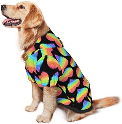Hoody с качулка за голямо Куче ЛГБТ-Позлата-Rainbow-Облекла за гейове, за да се Домашни любимци, Пуловер с Шапка, Мека Облекло за Котки, Палта, Среден размер