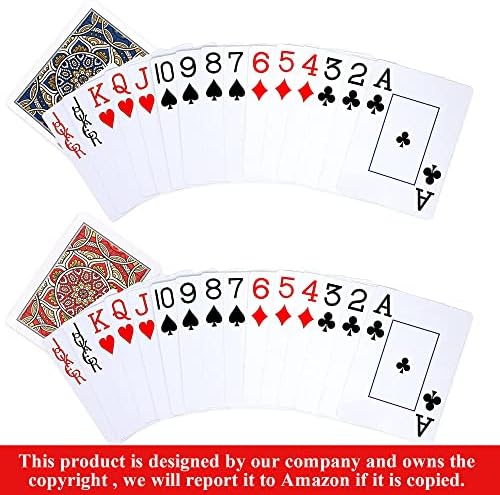 Карти за игра Neasyth; Непромокаеми Пластмасови карти за Игра, 2 пакета Карти за Покер, карти за Игра с голям принтом, за възрастни,