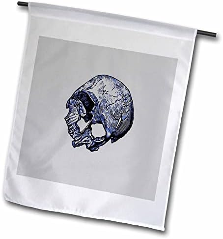 3dRose Taiche - Илюстрация - Череп - Разочарован от Човешки череп в стил татуировка - Знамена (fl_356949_1)