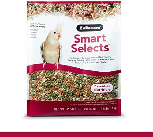 ZuPreem Smart Избира Храна за птици със среден размер, 2,5 кг - Ежедневно хранене на папагали, квакерите, Неразлучников, Малки папагали
