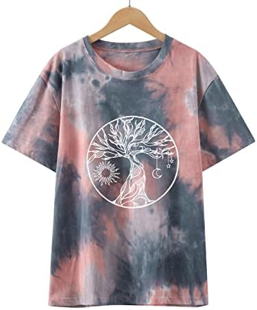 Тениска с Къс Ръкав, Лятна Есен Облекло За Момичета, Модни Памучен Тениска с Кръгло Деколте и Графичен Дизайн на Тениска-Боя за Жени Q4 Q4