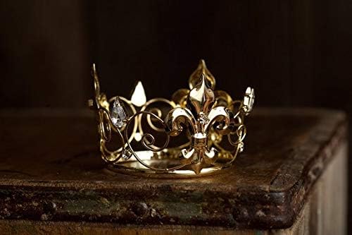 Златна мини-Короната С кристали Амос, ширина 2,4 инча, Реквизит За Снимки на Новородени, Държач за Пръстени за Деца, Topper За торта