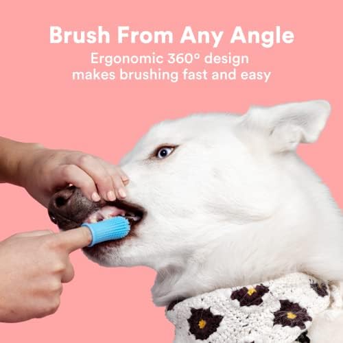 Четка за зъби за кучета Jasper, набор от зъбни четки за пръстите на 360 градуса ергономичен дизайн, пълна обемна косъм за лесно