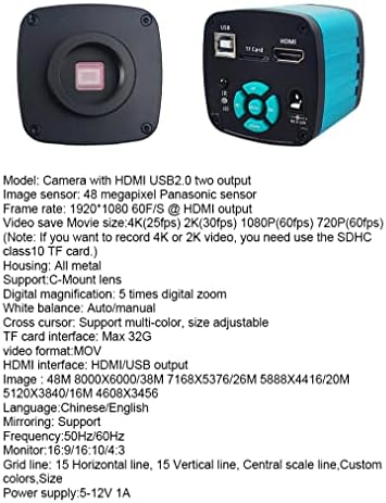 48MP 4K 1080P HDMI USB HD Промишлен Видео Цифров Микроскоп Фотоапарат с прикрепен Обектив Led Околовръстен Лампа Ремонт запояване Електроника (1-130x)