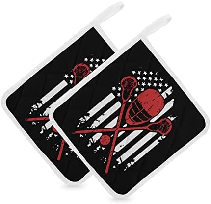 Кухненски ръкавици с Флага на сащ за Лакросса, Топлоустойчива Поставка за Топли Ястия, кухненски ръкавици за Готвене, Кухненски