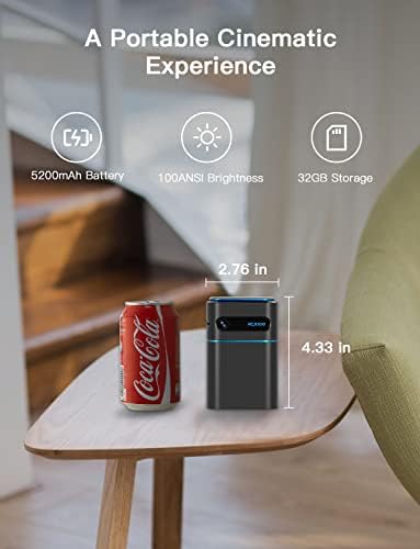 Мини Преносим проектор NexiGo Smart WiFi, поддръжка на 4K, Android 9.0, [100 ANSI - Над 3000 Апартамент], видео проектор DLP Bluetooth Pico, 4 часа възпроизвеждане, Чист проектор за Домашно забавл?