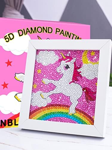 NBLJF 5D Диамантена живопис за деца и възрастни, Оцветяване по номера за Начинаещи - Комплекти за Творчество с Единорогом и Скъпоценни