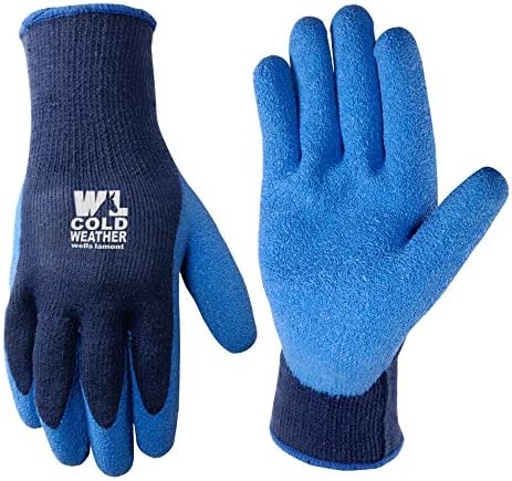 Мъжки работни ръкавици за студено време, Тежък Трикотажная обвивка, с Латексово покритие, тъмно синьо, по-Големи (Wells Lamont 571L)