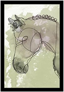 Ritwikas Абстрактна Стенни живопис под формата на Линията на Коня с Цветен плисък | Картина С Рамка за домашна и офис декор | Своеобразна