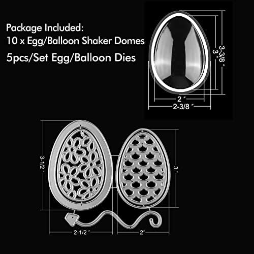 15 БР./компл. 10 бр. Обемни купол-шейкър за Великденски яйца/балони с 5 бр. Метални печати за яйца-Шейкеров за направата на картички