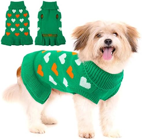 Пуловер за кучета PUMYPOREITY, Трико със Сърца за Малки Средни Домашни любимци За Момичета и Момчета, Поло, Есенно-Зимни Дрехи За