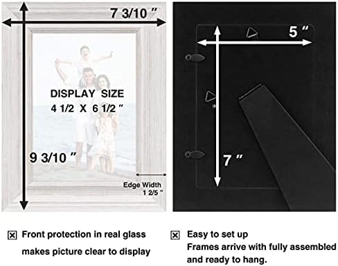 Рамки за снимки LaVie Home 4x6 и 5x7 (6 опаковки, оръфан бели и черни), Комплект рамки в селски стил със стъкло с висока разделителна способност за стенен монтаж и десктоп на ?