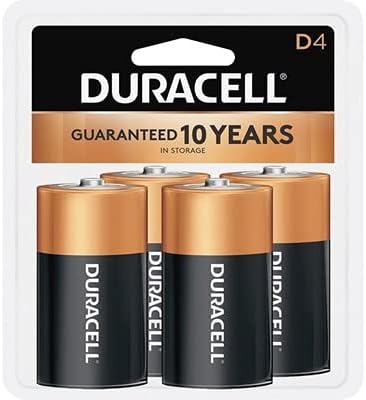 Алкални батерии Duracell - CopperTop D в затварящ опаковка - трайни универсални батерии от клас D за битови и бизнес - 4 бр. (опаковка