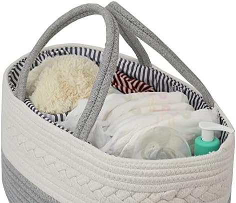 Органайзер за пелени от Памук въже за бебето - кош за памперси XL Caddy Nursery идеален за пеленального за маса и кола - Подарък