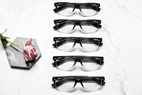 Дамски очила за четене Eyekepper Classic 80-те години, 5 опаковки, Черни Очила с прозрачни рамки за четене +3,00