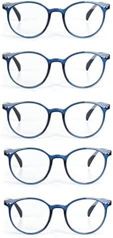 Очила за четене в Кръгла Пластмасова рамка EYE ZOOM 5 Бр. в ретро-опаковка за Мъже и Жени, Многоцветни