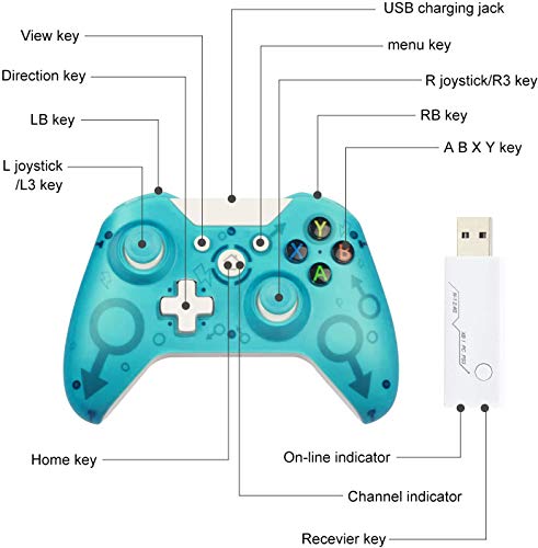 Безжичен контролер за Xbox One, Гейм контролер Bluetooth с честота 2,4 Ghz, Щепсела и да играе, дистанционно управление Bluetooth за Xbox One/Xbox One S/Xbox One X/Xbox Series X / PS3 / PC, Без конектор за с