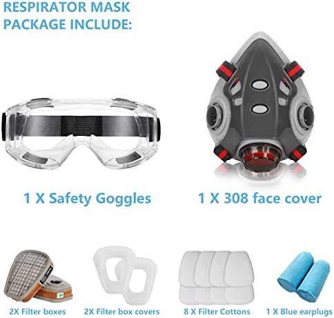 Респираторная маска с филтри - Множество маска на половината от лицето с предпазни Очила Професионална Защита на дишането От газ