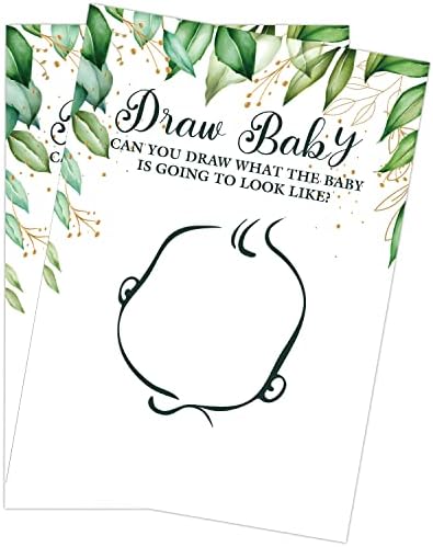 Играта Draw Baby Baby Shower - 30 картички, Парти с разкриването на пода, За майки, татковци, Деца, жени, Мъже, трета пола неутрално набор от унисекс (L04)