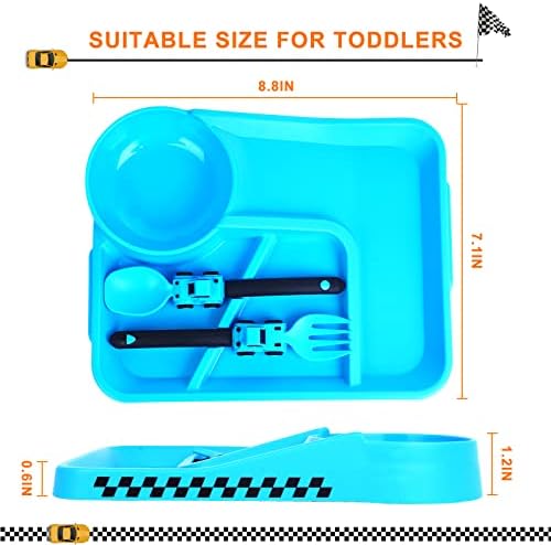 Чинии за деца - Конструктивни чинии и прибори за хранене за деца - Съдове за деца - Детски плочи - Комплект за хранене, детски чинии с Подвижни соломинкой-лъжица и вил?