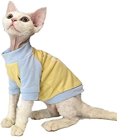 Дрехи за котки Sphynx, Пролетно-летни Памучни тениски с с Анимационни Мечка, Пуловер с кръгла яка, Еластична Дишаща тениска с Коте,
