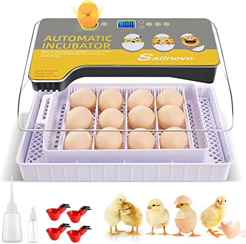 Инкубатор за яйца Sailnovo 12 с Индикатор на температурата, Дозатор яйца, Автоматично Переворачиванием яйца, за отглеждане на Пилета