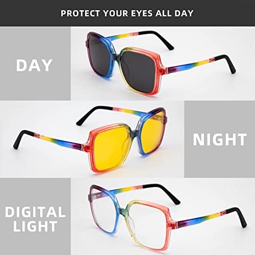 Amorays Магнитни Бифокални Очила за четене с клипсой на слънчеви очила, очила за нощно шофиране, Блокер Синя светлина Четци Женски Мъжки