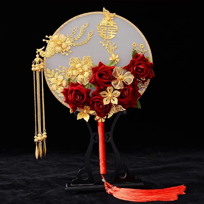 Китайска булка С Цветя В ръцете, през Цялата Фен на Класическия Вентилатора, Сватбени Букети, Златни Рози на Феникса, на Ръката