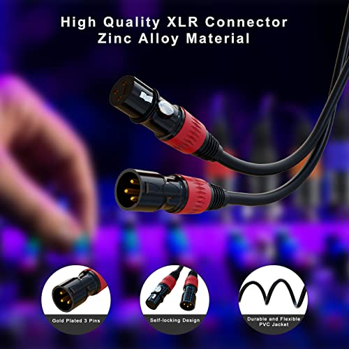Кабел AuxLink XLR 15 фута и 6 опаковки и 25 фута 4 опаковки Микрофонных XLR кабели с цветови кодове