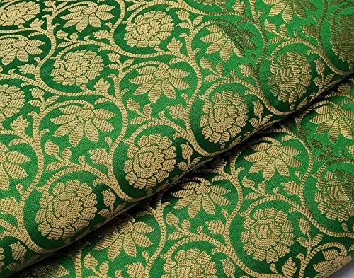 Кърпа за бягане от полишелка Banarasi Brocade /плат/ материал за рокли със златни конци Жаккардовая работа квадратни метра (6 м, зелен х златен)