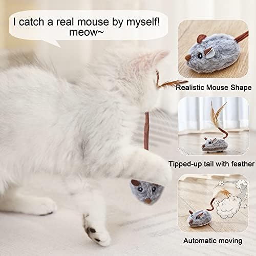 Suhaco Интерактивни Играчки за котки, Автоматични Играчки от Пера Коте, Електрически Случайно Движещи се Играчки за Котки с Опашка