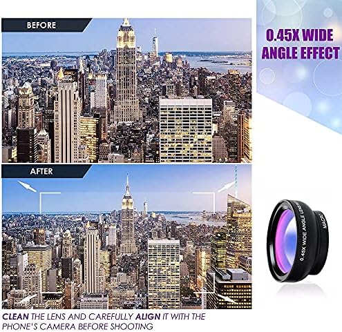 ЛИГАВ Обектив HD-камера, 2 в 1 0.45 x Супер Широкоъгълен и 12.5 X Макро-Комплект Лещи за Мобилни Телефони за Смартфони