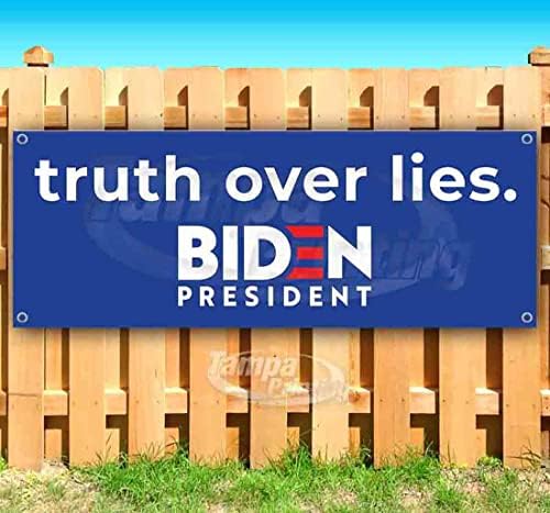 Банер Biden Истината Over Lies 13 грама | Нетъкан | много издръжлив Винил Едностранно с метални втулками