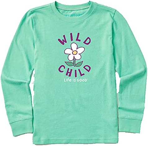 Животът Е Красив. Детска тениска Wild Child Flower LS Crusher Tee, Мятно-Зелен