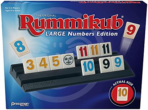 Pressman Rummikub Large Numbers Edition - Оригиналната игра Rummy Tile, Синя, 5