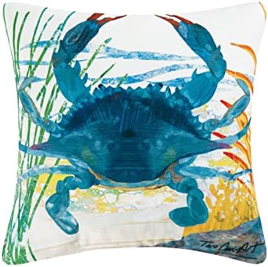 C & F Home Blue Crab Крайбрежната Възглавница Премия Премия за вътрешно/Външно Употреба, декорация за Двор, Акварельное Кораби Украса, Акцент върху Морския Живот, Възглавн?