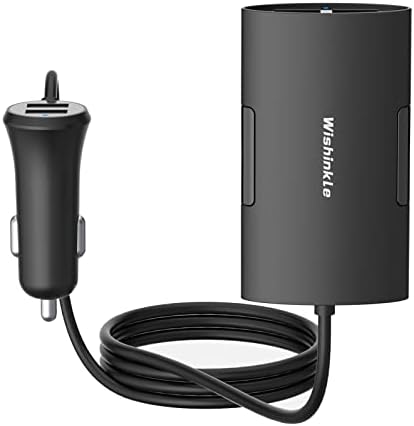 Зарядно за кола Wishinkle 4 USB Адаптер за зарядно устройство с няколко пристанища с капацитет 24 W, 5-крак USB Сплитер за Samsung