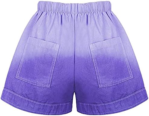 Къси панталони с еластичен ластик на кръста за жените, Летни Цветни Шорти за почивка, Удобни Къси Панталони, Леки Плажни Шорти с завязками (Разноцветни 2, XX размер)